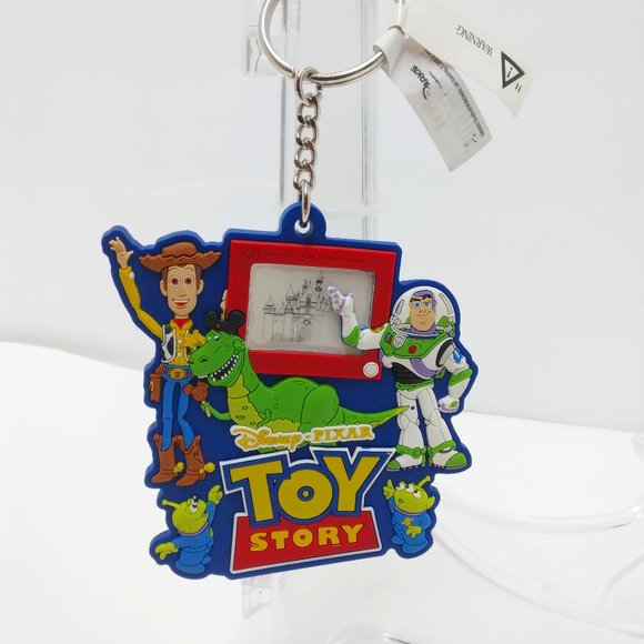 New Disney Pixar Toy Story Rubber Keychain Disneyland Resort Woody Buzz‎ Rare! - Picture 1 of 5